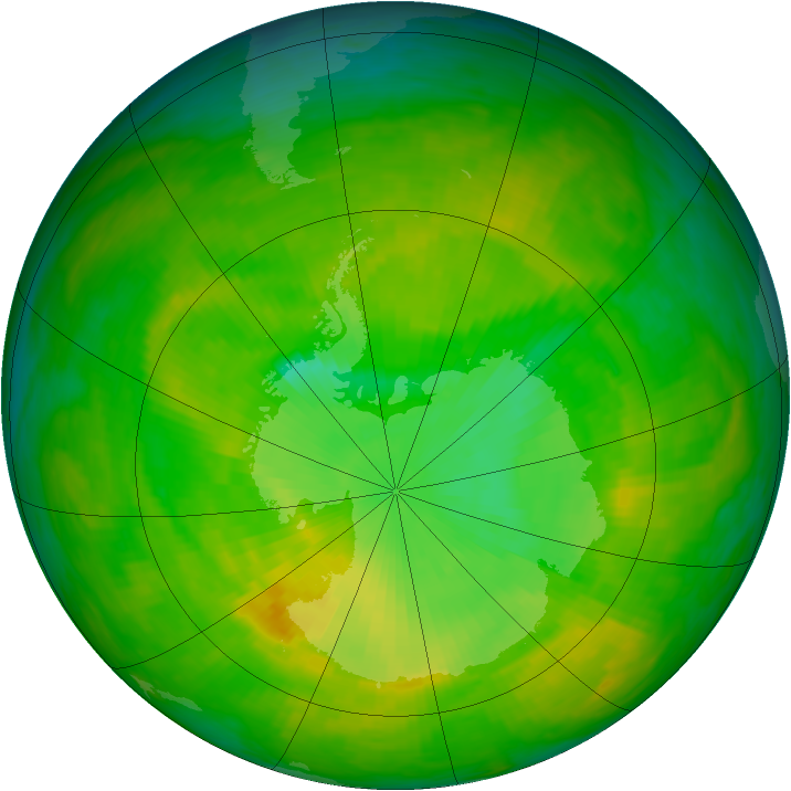 Antarctic ozone map for 29 November 1991
